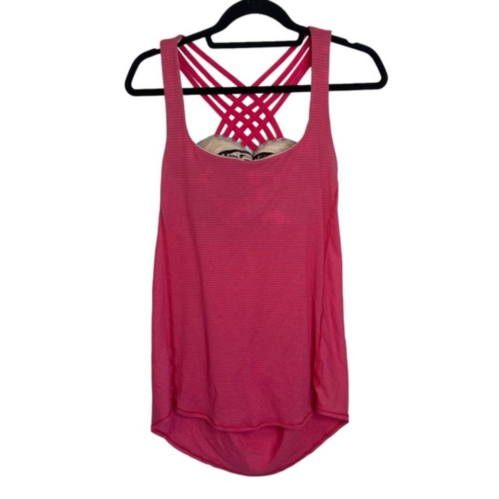 Lululemon Pink Floral Criss Cross Back Athletic Activewear Yoga Dance